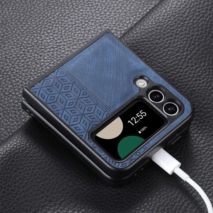 Luxury Retro Leather Business Elite Phone Case For Samsung Galaxy Z Flip 3 4 Cases Shockproof Bumper Full Protection Cover