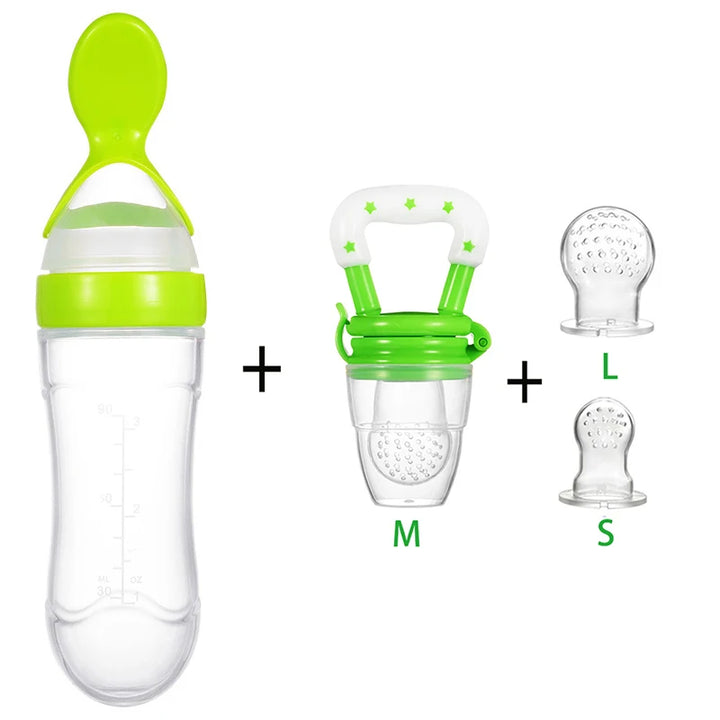 4Pc/Set Silicone Squeezing Baby Pacifiers Kids Food Fruit Milk Training Feeder Nipples Feeding Supplies Drinking Water Bottle