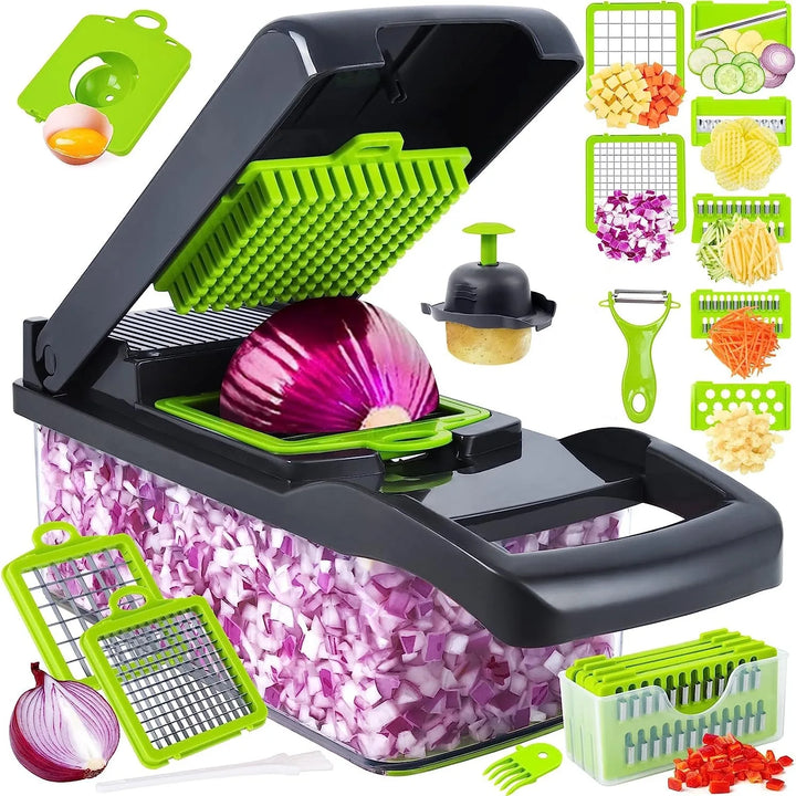 14/16 in 1 Multifunctional Vegetable Chopper Slicer Cutter Shredders Slicer With Basket Handle Food Grate Food Onion Chopper