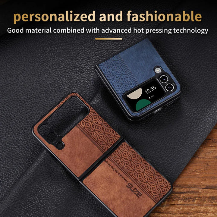 Luxury Retro Leather Business Elite Phone Case For Samsung Galaxy Z Flip 3 4 Cases Shockproof Bumper Full Protection Cover