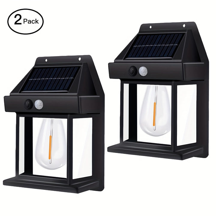 2PCS Porch Outdoor Motion Sensor Solar LED Lantern Wall Lights 3 Modes